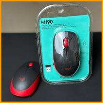 Logitech M190 Wireless Mouse (Red and Black)