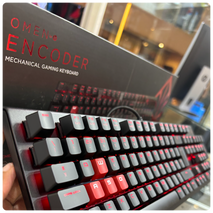 HP Omen Encoder Customizable Mechanical Gaming Keyboard with Cherry MX Red Keys, Full N-Key Rollover, LED Backlit, USB (6YW76AA), 6YW76AA#ABA